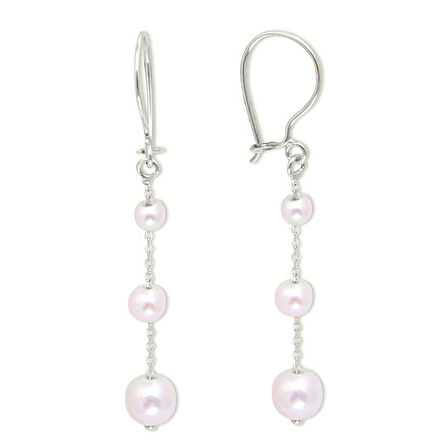 Altın 5 Cm İnci Sallantılı Küpe (KP0080)