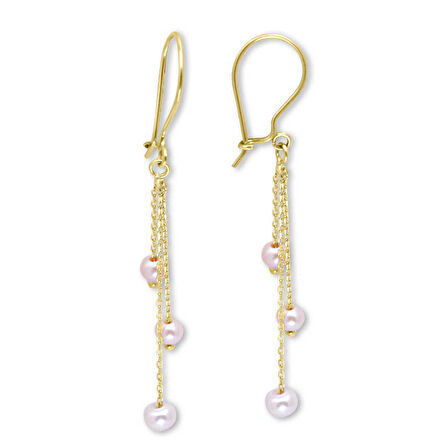 5.5 Cm Altın Sallantılı İnci Küpe (KP0081)