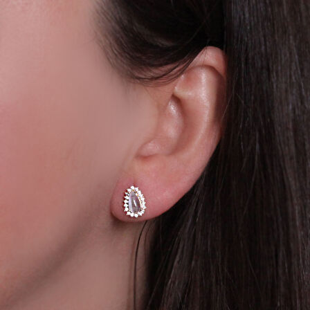 Damla Taşlı Altın Spor Küpe (KP0088)