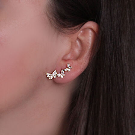 Kelebekli Altın Kıkırdak Küpe (KP0093)