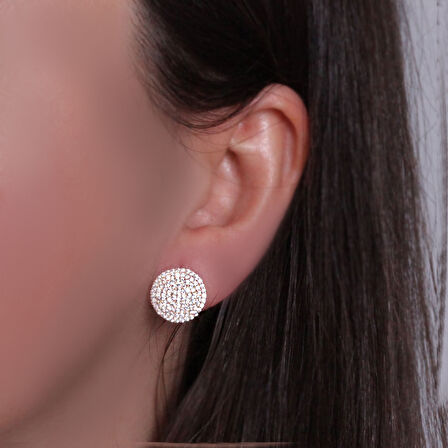 Altın Daire Taşlı Küpe (KP0094)