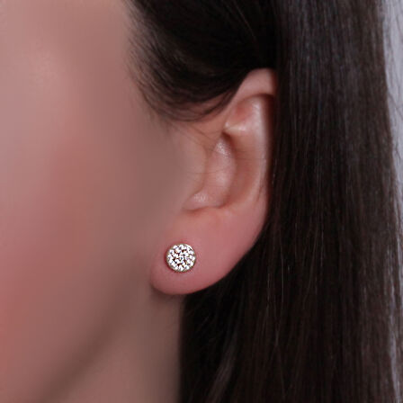 Minimal Zirkon Taşlı Vidalı Altın Küpe (KP0095)