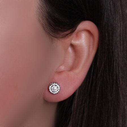 Altın Elmas Görünümlü Vidalı Küpe (KP0096)