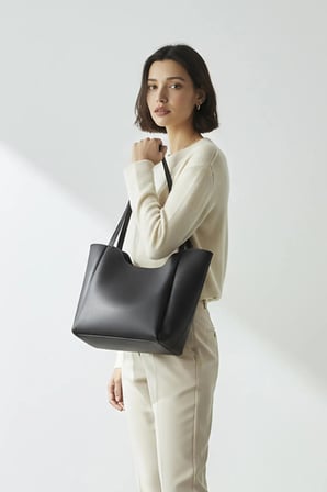 Kadın Fularlı Siyah Renk Fermuarlı Shopper El ve Omuz Çantası