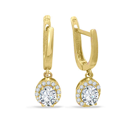 Oval Sallantılı Altın Küpe (KP0114)