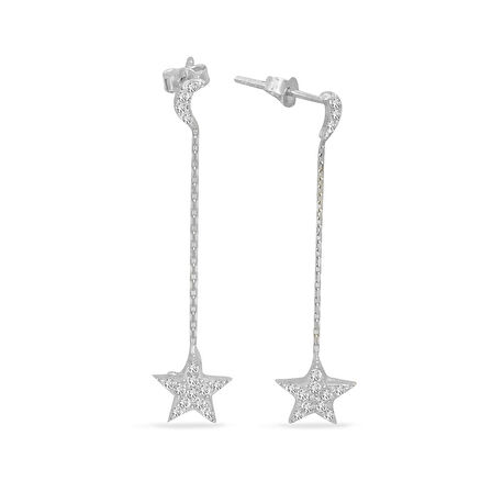 Ay Yıldız Altın Zincirli Küpe (KP0118)