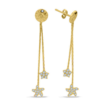 Sallantılı Altın Tuğralı Yıldız Küpe (KP0119)