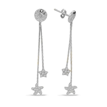 Sallantılı Altın Tuğralı Yıldız Küpe (KP0119)