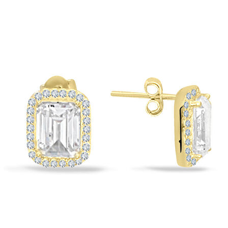 Altın Vidalı Baget Küpe (KP0128)