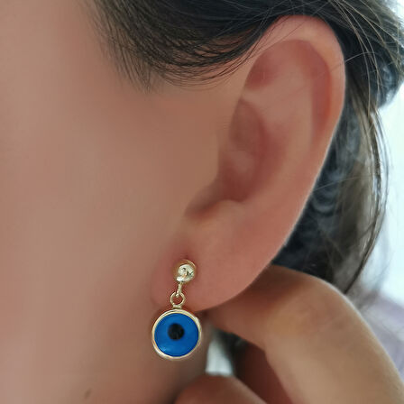 Altın Nazar Boncuklu Spor Küpe (KP0137)