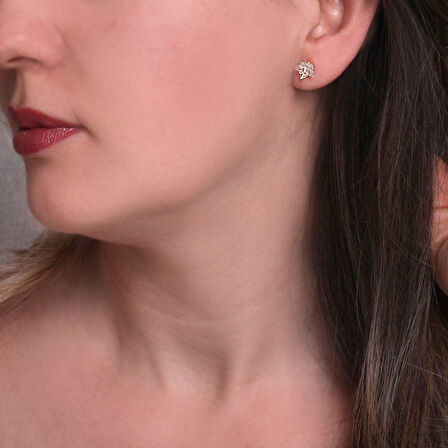 Taşlı Lotus Çiçeği Küpe (KP0343)