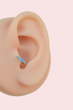 Gümüş Renkli 6 mm Firuze Taşlı Forward Helix Piercing Tragus Helix