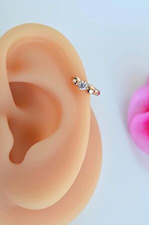 Tektaşlı Halka Helix Piercing Kıkırdak Lob Küpesi 8 mm