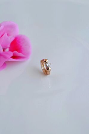 Tektaşlı Halka Helix Piercing Kıkırdak Lob Küpesi 8 mm