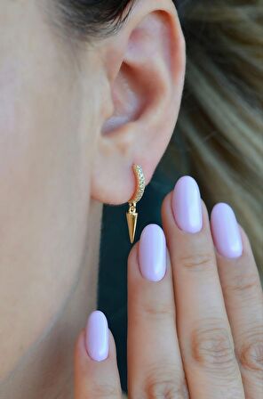 Zımba Charmlı Taşlı Halka Helix Piercing Kıkırdak Lob Gold Renkli