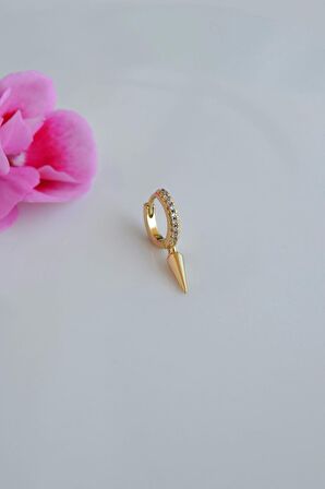 Zımba Charmlı Taşlı Halka Helix Piercing Kıkırdak Lob Gold Renkli