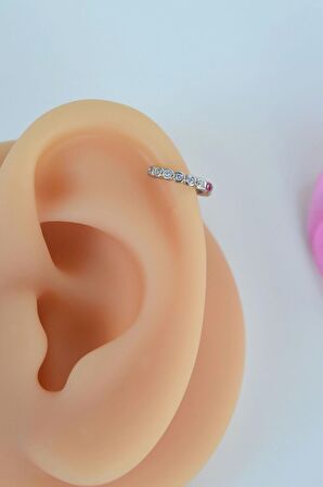 Zirkon Taşlı İnce 8 mm Halka Piercing Helix Tragus Kıkırdak Lob