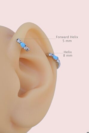 Mavi Taşlı 5 mm Mini Halka Piercing Forward Helix Tragus Piercing Daith Helix