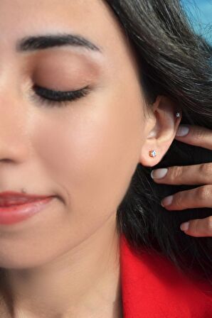 Küçük Boy Tektaş Küpe 4 mm