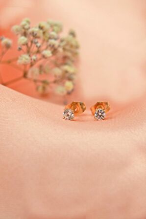 Küçük Boy Tektaş Küpe 4 mm