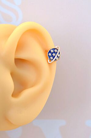 Lacivert Gezegen Helix Küpesi Satürn Yıldızlı Piercing Gezegen Kıkırdak