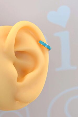 Mavi Mineli Halka Helix Piercing Kıkırdak Küpesi