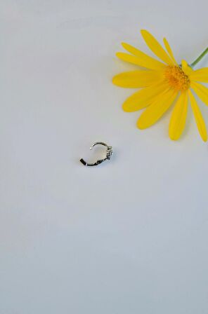 6 mm Mini Halka Çiçekli Piercing Forward Helix Tragus Helix Kıkırdak Gümüş Renk
