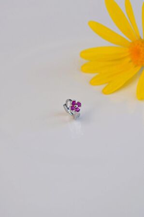 6 mm Mini Halka Pembe Çiçekli Piercing Forward Helix Tragus Helix Kıkırdak