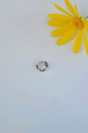 6 mm Mini Halka Pembe Çiçekli Piercing Forward Helix Tragus Helix Kıkırdak