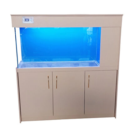 135 Cm Yandan sumplı Cappuccino MDF Mobilyalı Akvaryum kumandalı Led Aydınlatmalı