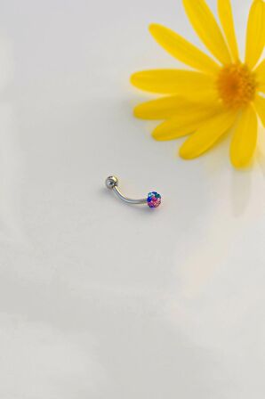 316 L Çelik Renkli Uçlu Toplu Piercing Helix Kıkırdak Lob Daith Kaş