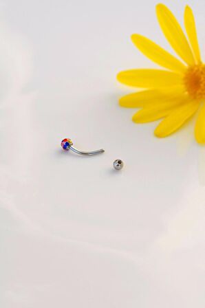 316 L Çelik Renkli Uçlu Toplu Piercing Helix Kıkırdak Lob Daith Kaş