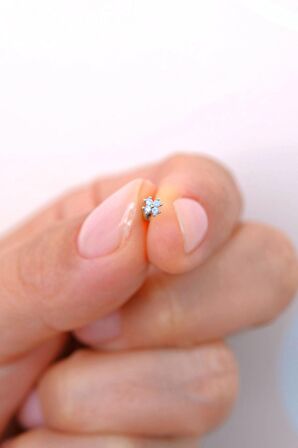 Çok Mini Çiçekli Helix Piercing Tragus Kıkırdak Piercing Gümüş Renk