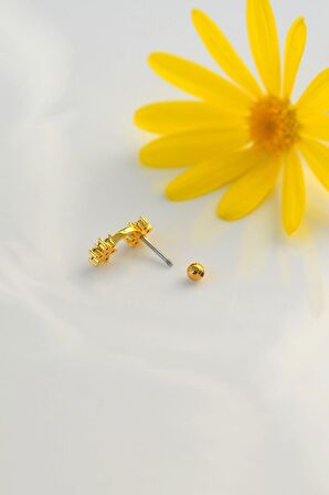 İki Çiçekli Helix Piercing Kıkırdak Lob Gold Renk