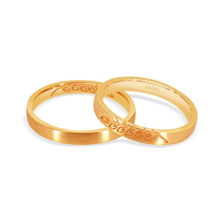 Akasya Çiçeği Vintage Altın Alyans Erkek Modeli