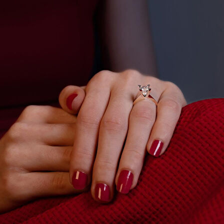 G Renk 0.74 Karat Pırlanta Tektaş Yüzük - HRD Sertifikalı