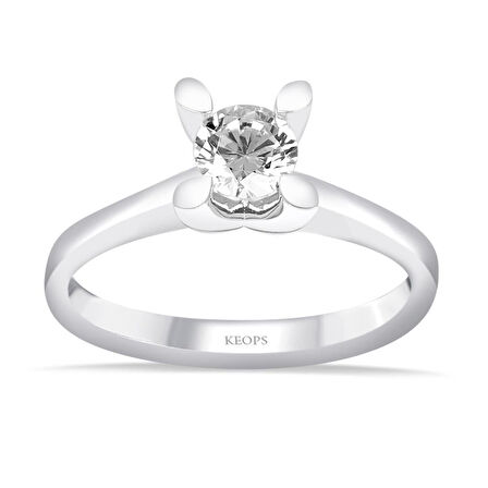 F Renk 0.40 Karat Pırlanta Tektaş Yüzük - HRD Sertifikalı