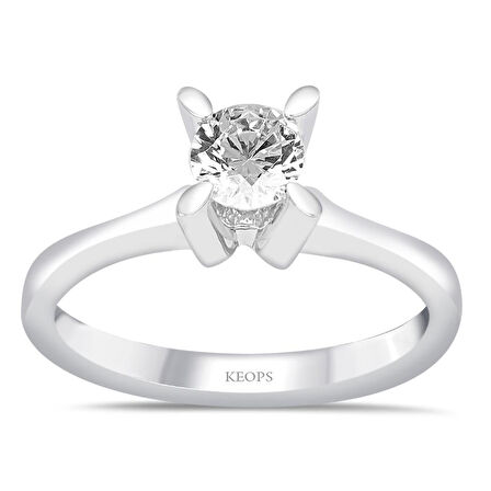 G Renk 0.40 Karat Pırlanta Tektaş Yüzük - HRD Sertifikalı