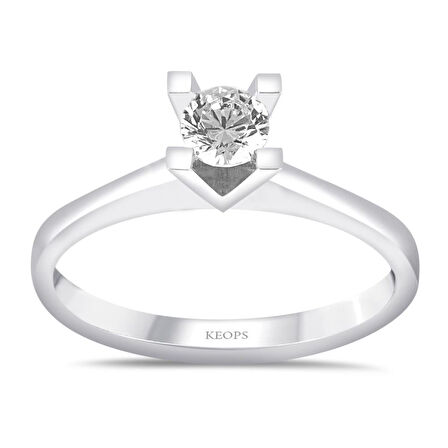 E Renk 0.40 Karat Pırlanta Tektaş Yüzük - HRD Sertifikalı