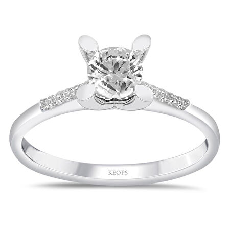  G Renk Toplam 0.82 Karat Pırlanta Kolu Taşlı Tektaş Yüzük