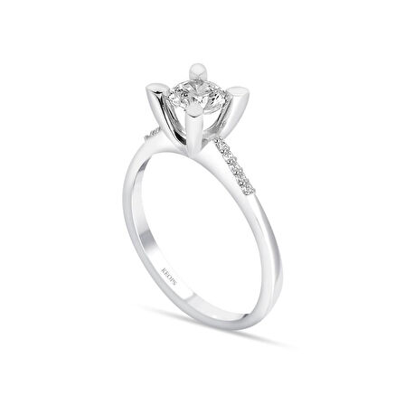  G Renk Toplam 0.82 Karat Pırlanta Kolu Taşlı Tektaş Yüzük