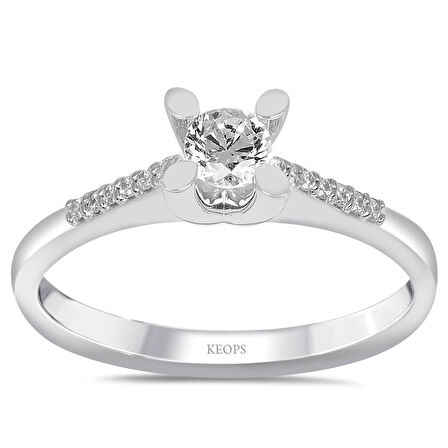  E Renk Toplam 0.32 Karat Pırlanta Kolu Taşlı Tektaş Yüzük