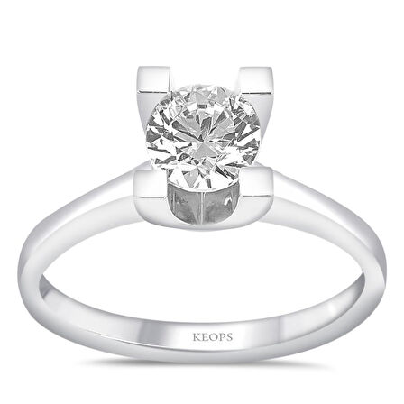 H Renk 0.70 Karat Pırlanta Tektaş Yüzük - HRD Sertifikalı