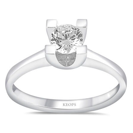 H Renk 0.40 Karat Pırlanta Tektaş Yüzük - HRD Sertifikalı