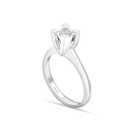 H Renk 0.40 Karat Pırlanta Tektaş Yüzük - HRD Sertifikalı