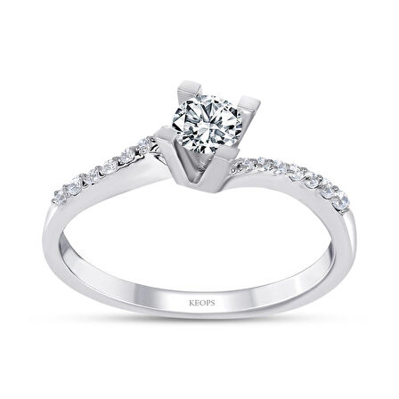 F Renk Toplam 0.34 Karat Pırlanta Tektaş Yüzük