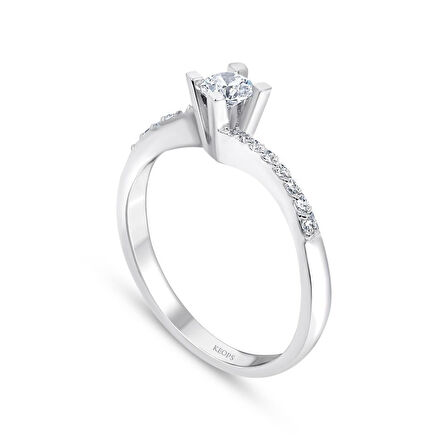 F Renk Toplam 0.34 Karat Pırlanta Tektaş Yüzük