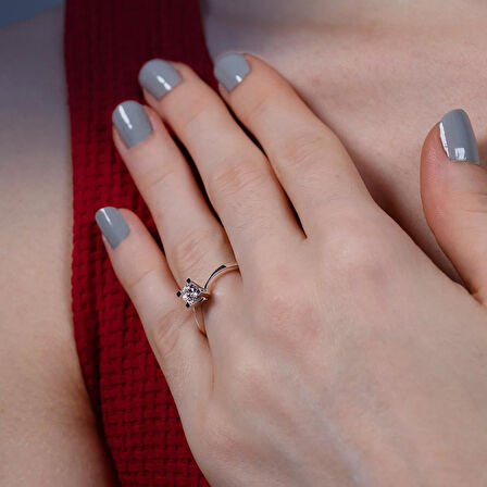 F Renk SI1 0.40 Karat Pırlanta Tektaş Yüzük - GİA Sertifikalı