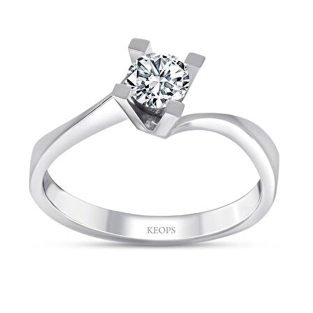 E Renk 0.30 Karat Pırlanta Tektaş Yüzük - HRD Sertifikalı