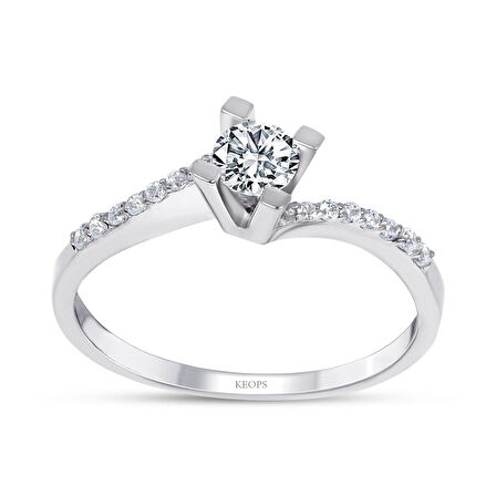 G Renk 0.48 Karat Pırlanta Tektaş Yüzük - HRD Sertifikalı